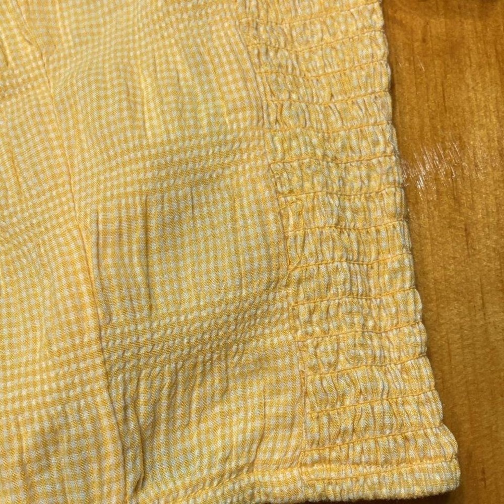 Forever 21 Cottagecore Yellow Gingham Smocked Puff Sleeve Crop Top Honeycore - Picture 6 of 7